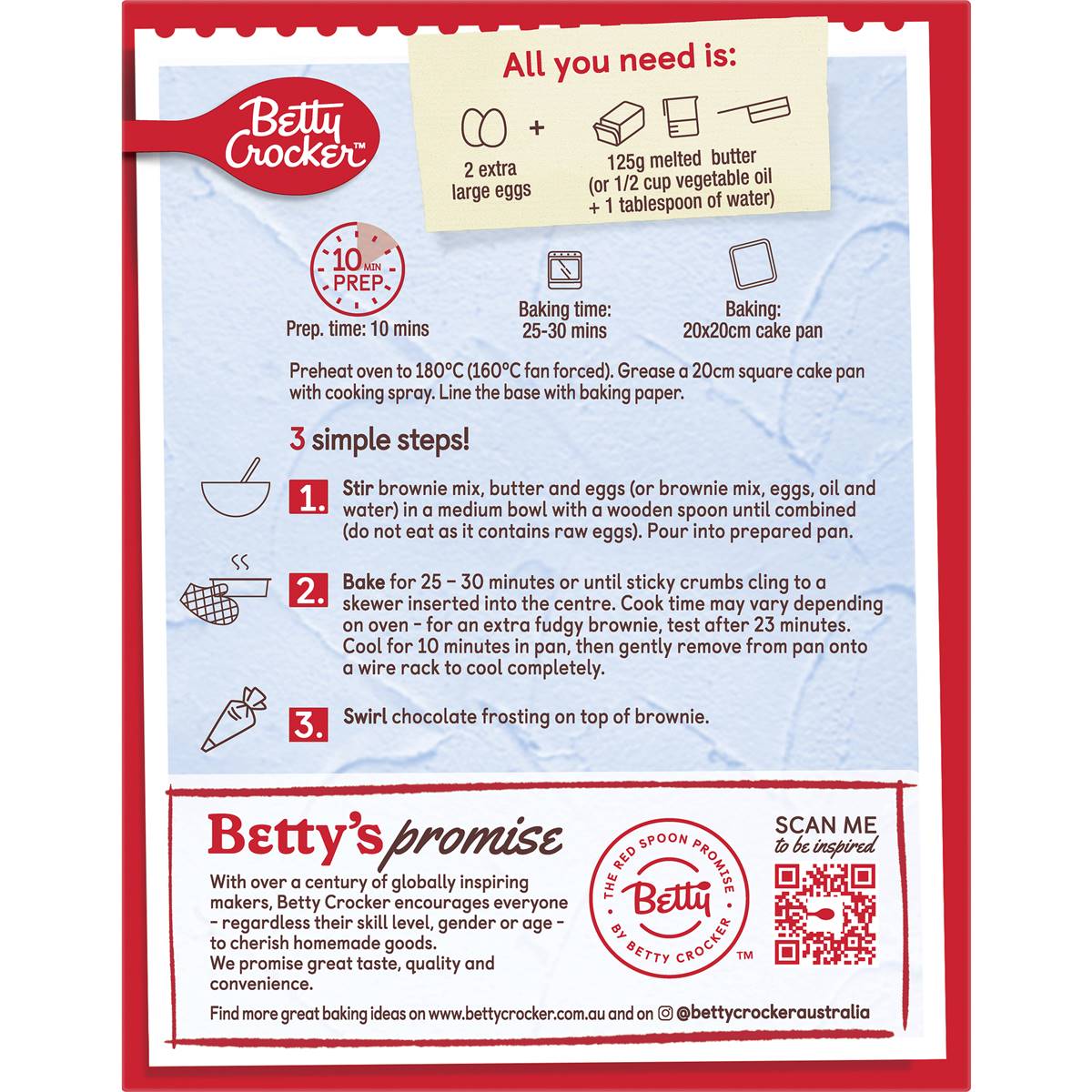 Betty Crocker Frosted Chocolate Brownie Mix Frosted Chocolate 500g