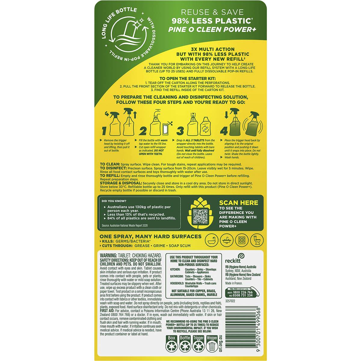 Pine O Cleen Power+ Refillable All Purpose Cleaner Starter Kit Lemon