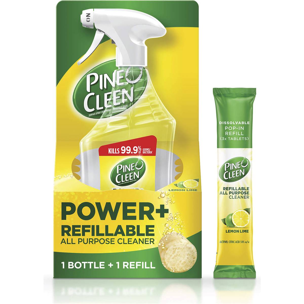 Pine O Cleen Power+ Refillable All Purpose Cleaner Starter Kit Lemon