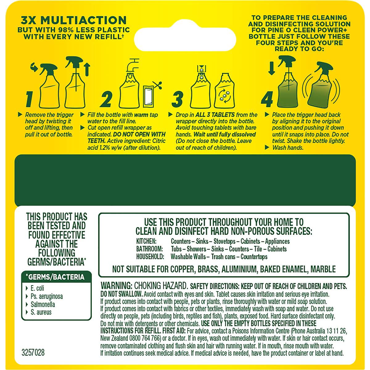 Pine O Cleen Power+ Twin Refill Pack Lemon Each Woolworths