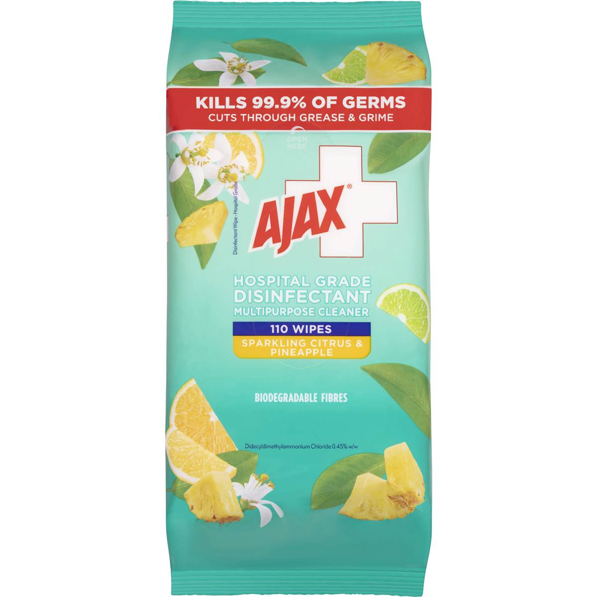 Ajax Disinfectant Cleaning Wipes Sparkling Citrus & Pineapple 110 Pack ...