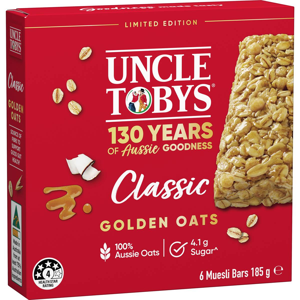Uncle Tobys Classic Muesli Bar Golden Oats 6 Pack Woolworths