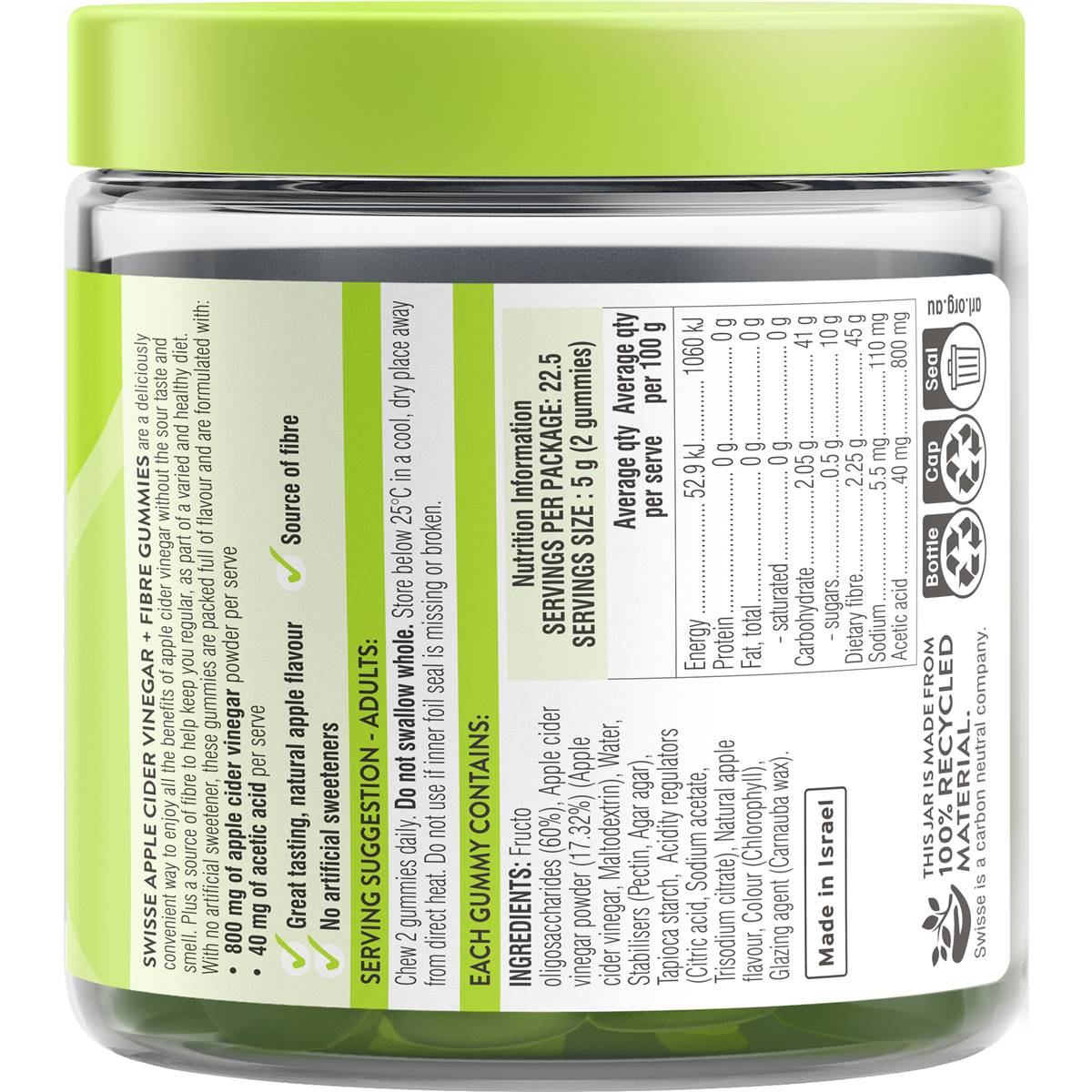 Swisse Apple Cider Vinegar & Fibre Gummies 45 Pack Woolworths