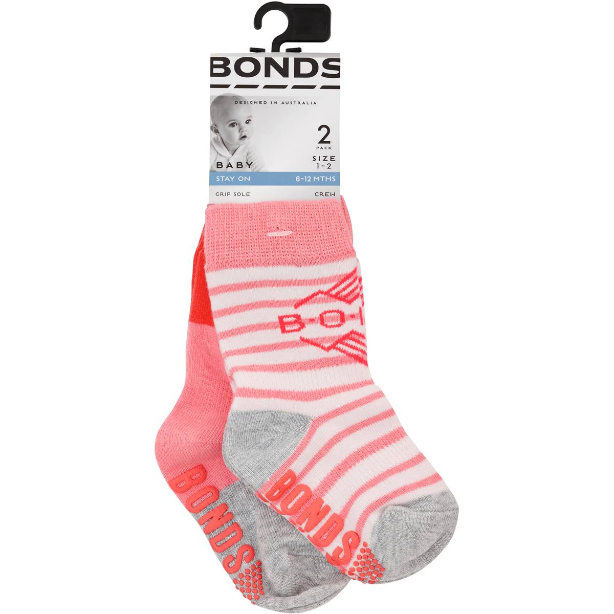 Bonds Baby Socks Stay On Assorted Size 0-6m