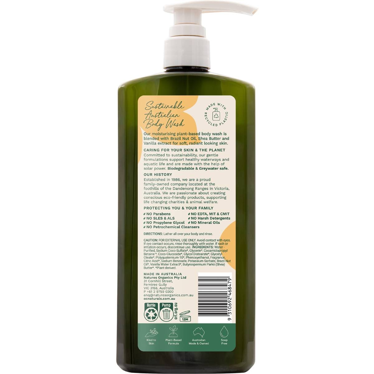 Oc Naturals Vanilla Shea Moisturising Body Wash 725ml Woolworths