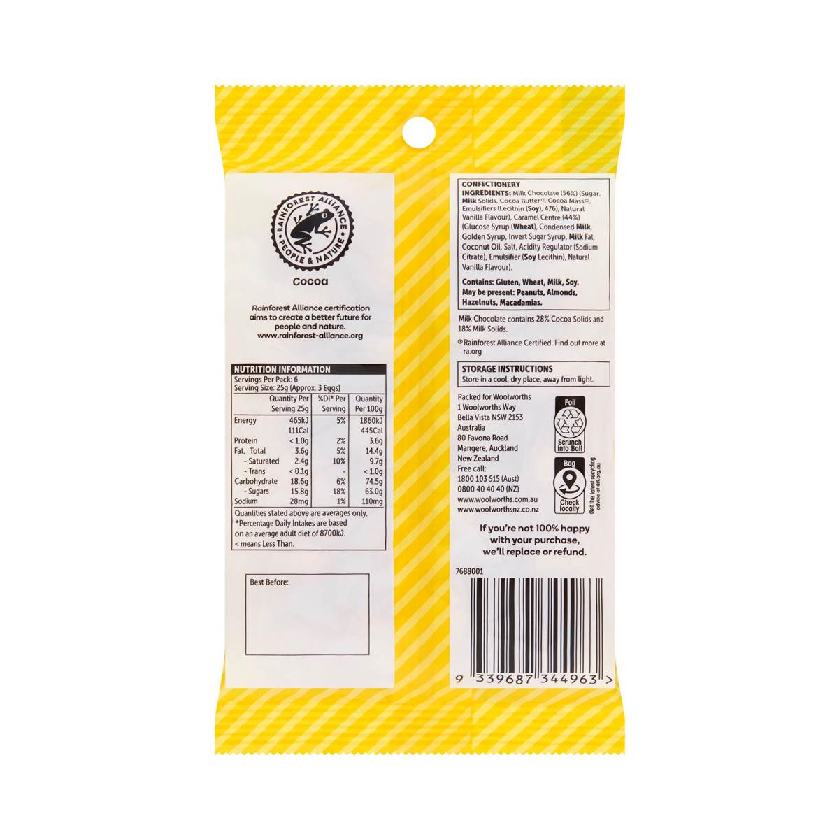 Woolworths Happy Easter Caramel Milk Chocolate Easter Eggs 150g