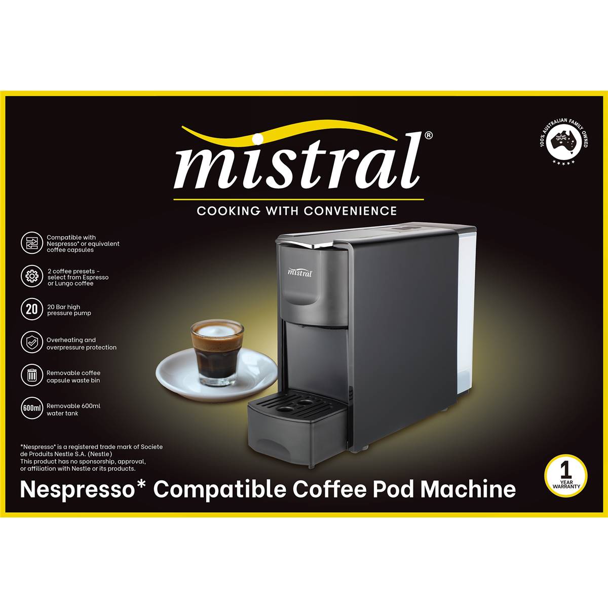Mistral Nespresso Compatible Coffee Pod Machine Each Woolworths