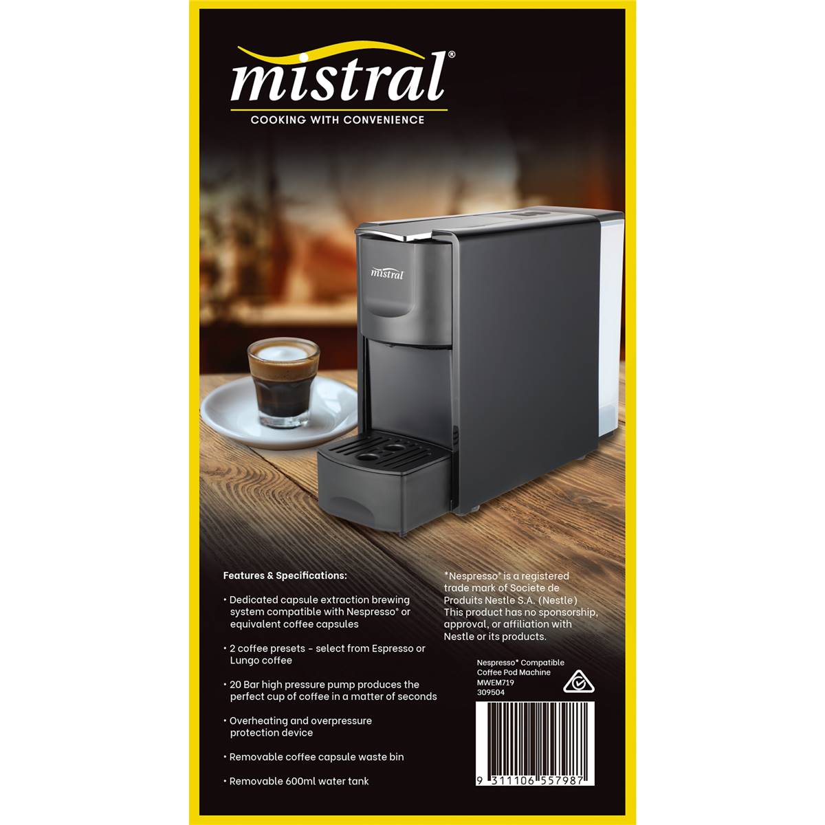 Mistral Nespresso Compatible Coffee Pod Machine Each Woolworths