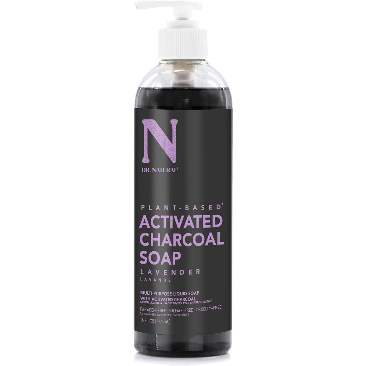 Dr Natural Activated Charcoal Liquid Soap Lavender 473ml Woolworths