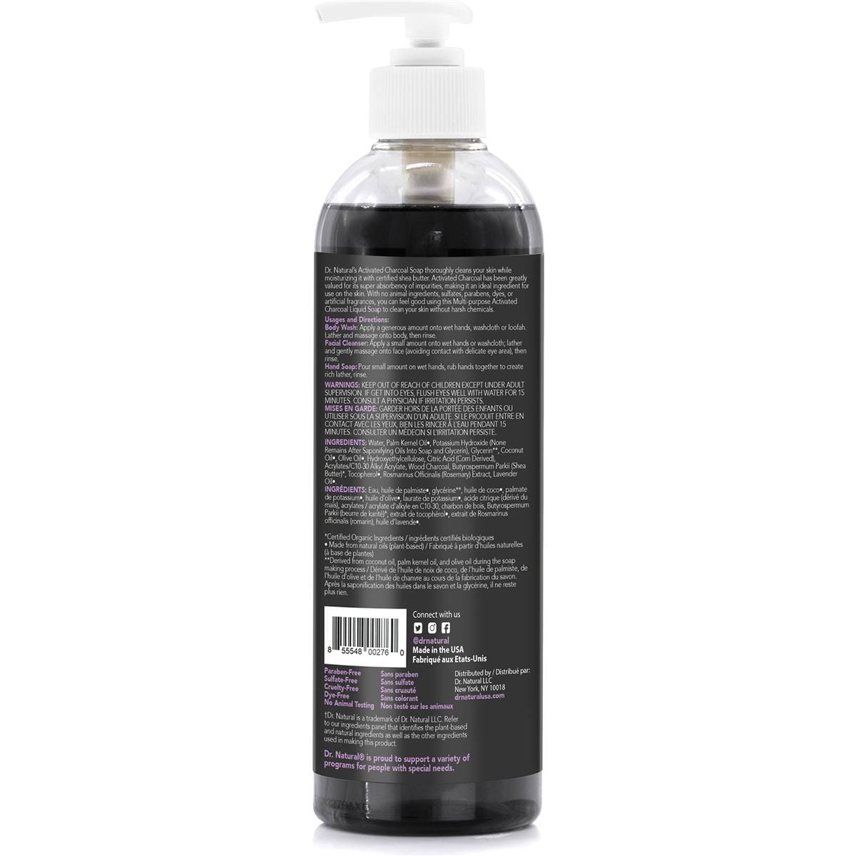 Dr Natural Activated Charcoal Liquid Soap Lavender 473ml Woolworths