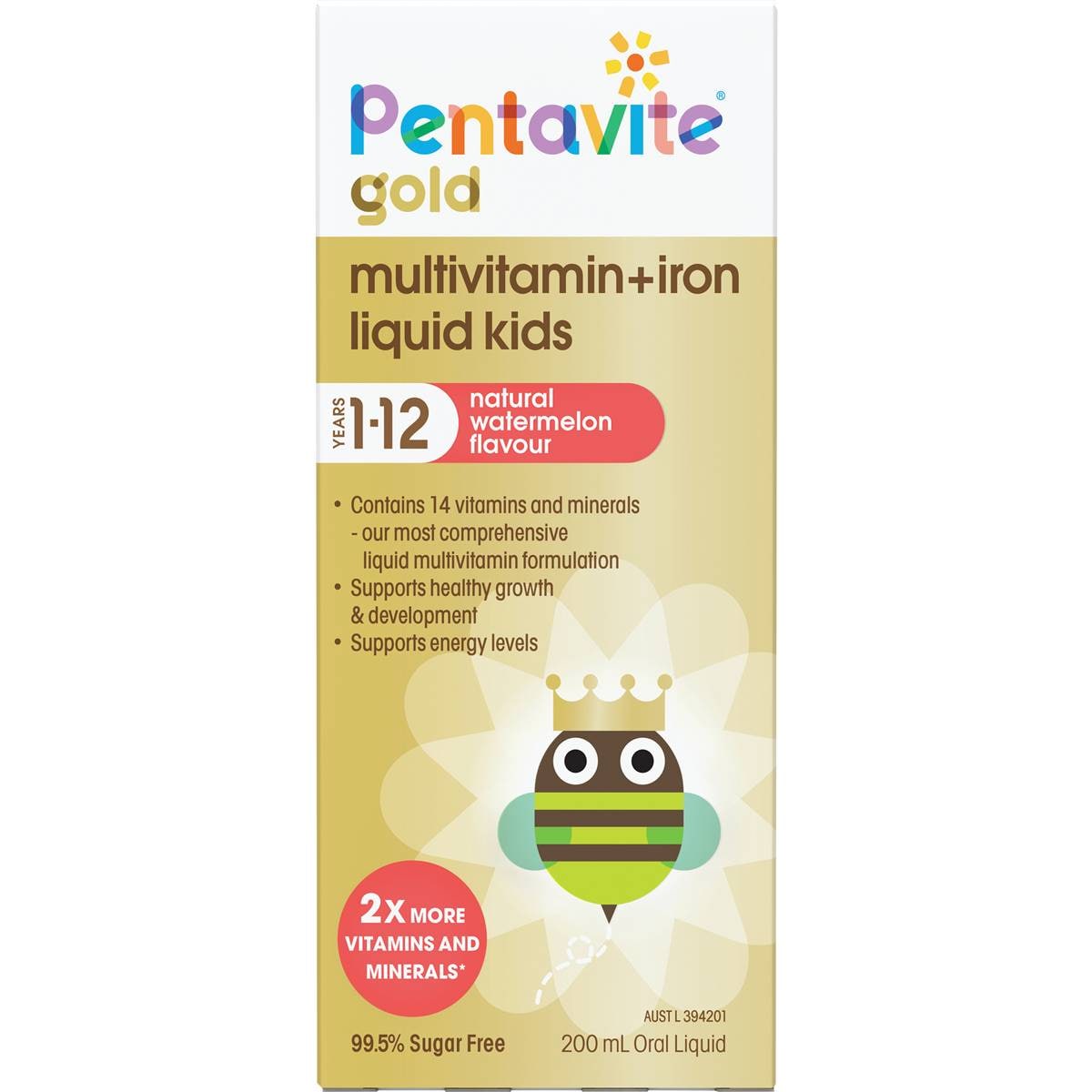 Pentavite Multivitamin + Iron Gold Kids Liquid Watermelon 200ml