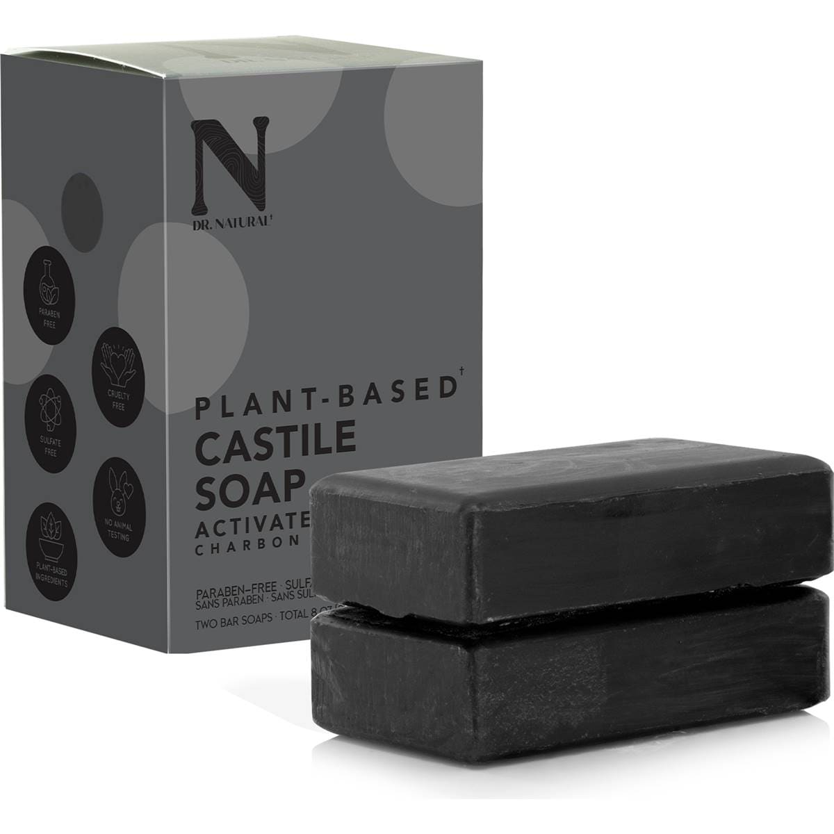 Dr Natural Castile Bar Soap Activated Charcoal 2 Pack Woolworths