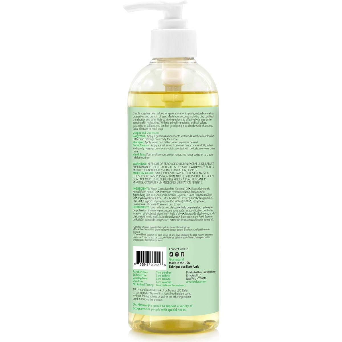 Dr Natural Castile Liquid Soap Eucalyptus 473ml | Woolworths