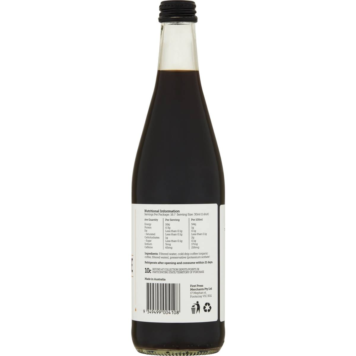 First Press Cold Drip Coffee Concentrate 500ml Woolworths