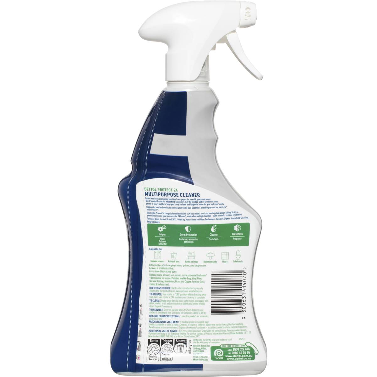 Dettol Protect 24 Hour Multipurpose Cleaning Spray Ocean Fresh 500ml ...