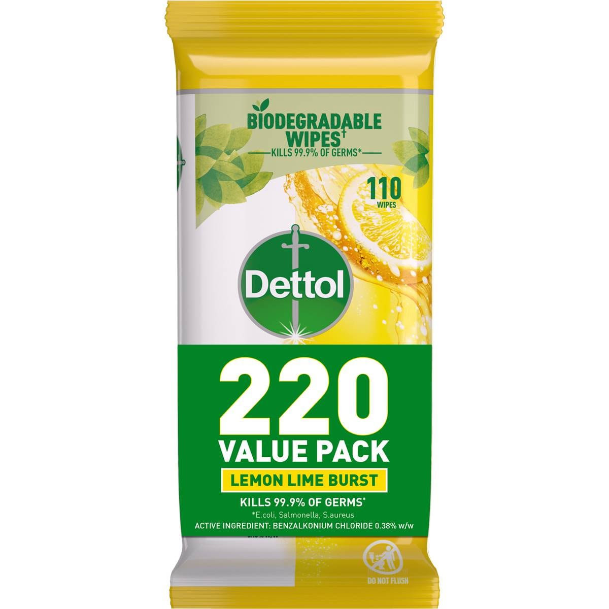 Dettol Multipurpose Disinfectant Cleaning Wipes Lemon 220 Pack Woolworths