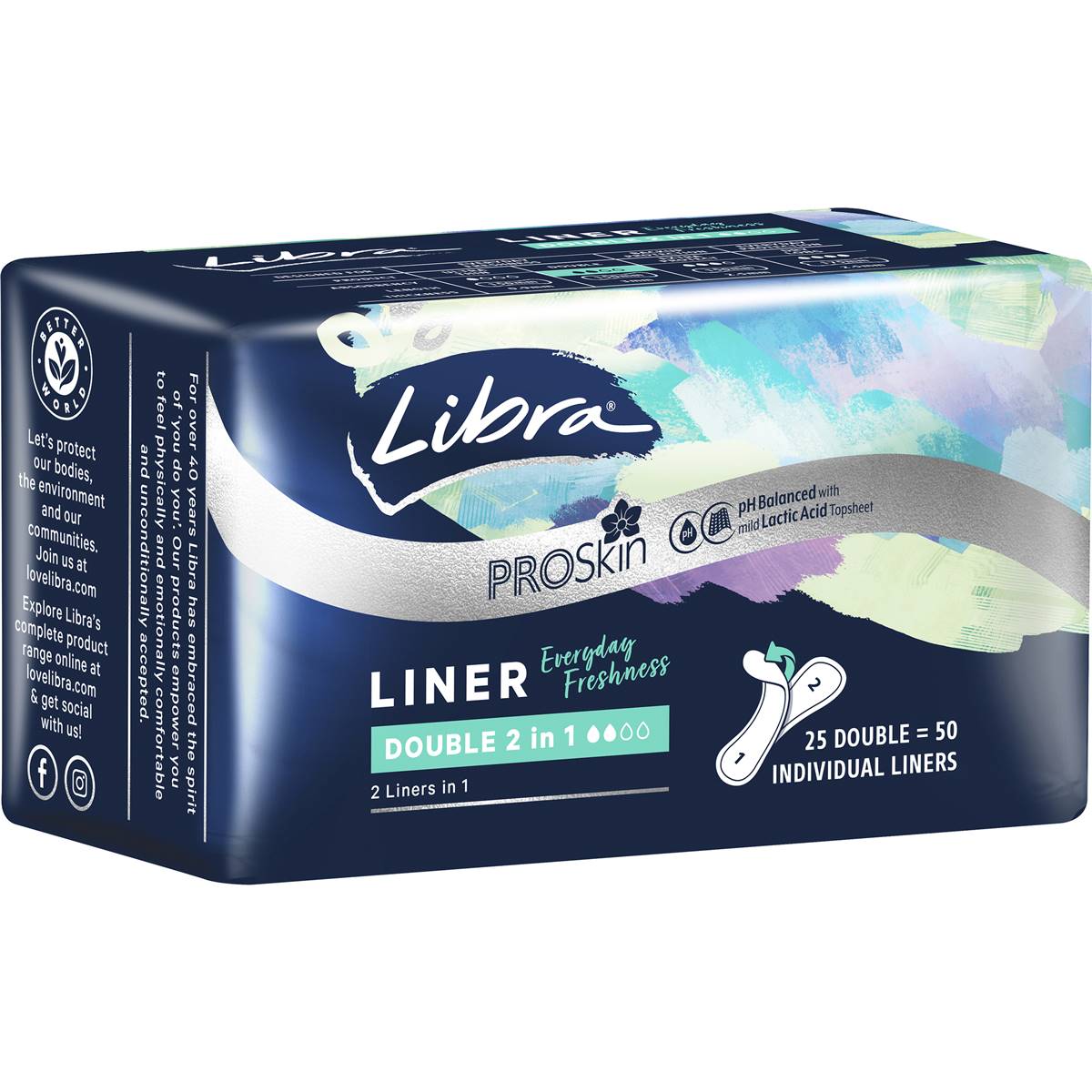 Libra 2 In 1 Liners Double 25 Pack Woolworths