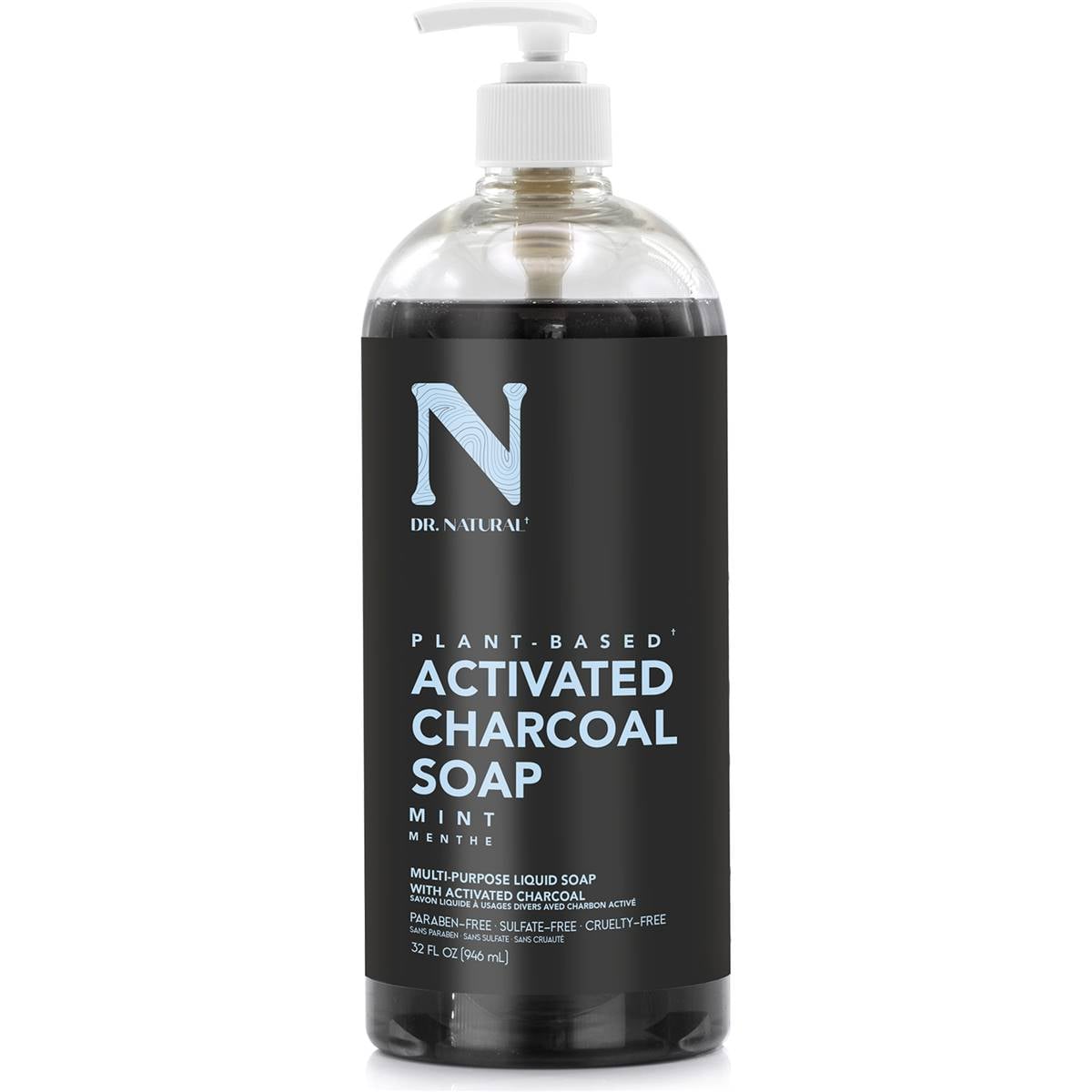 Dr Natural Plant Based Activated Charcoal Soap Mint 946ml Woolworths