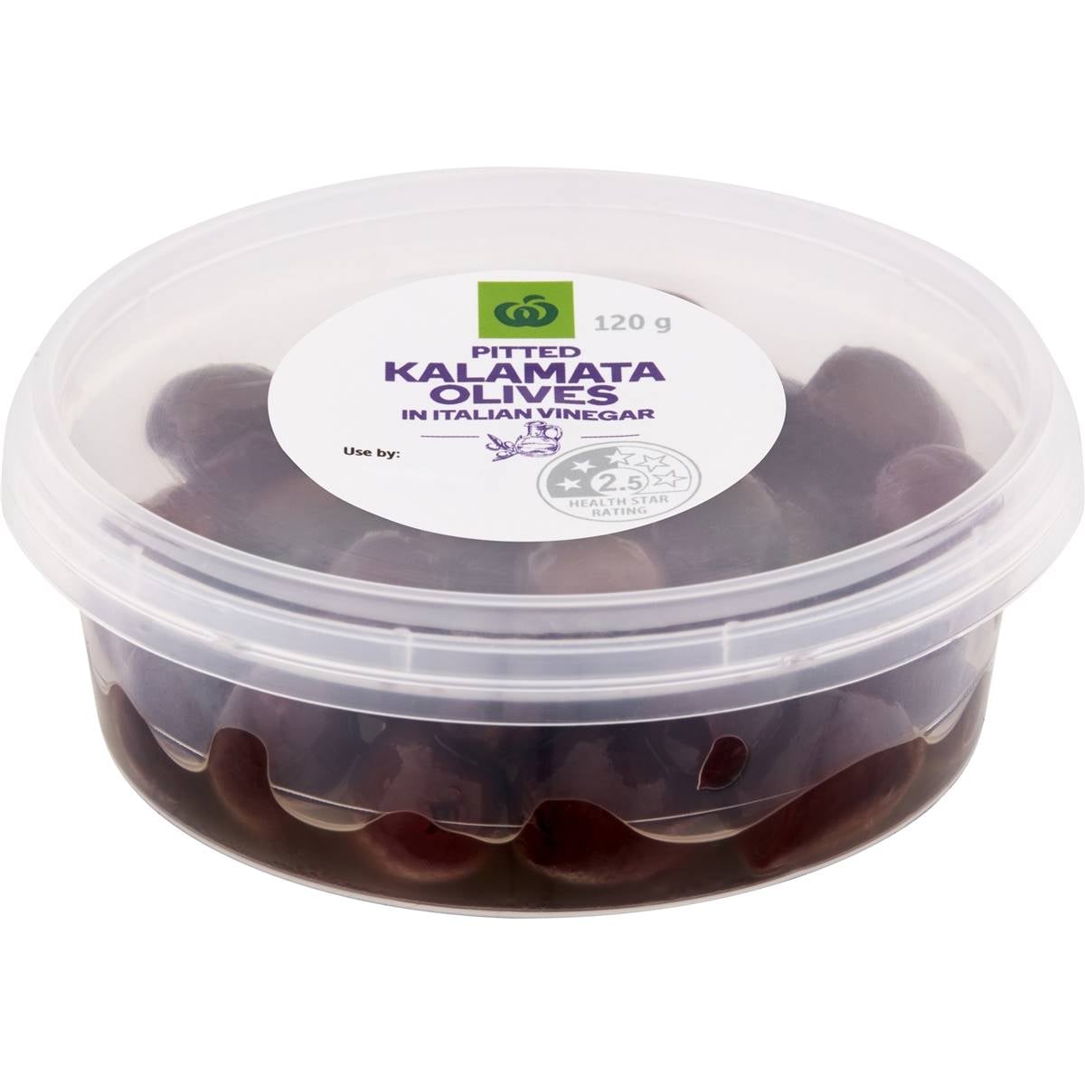 Woolworths Kalamata Pitted Olives In Italian Vinegar 120g Woolworths