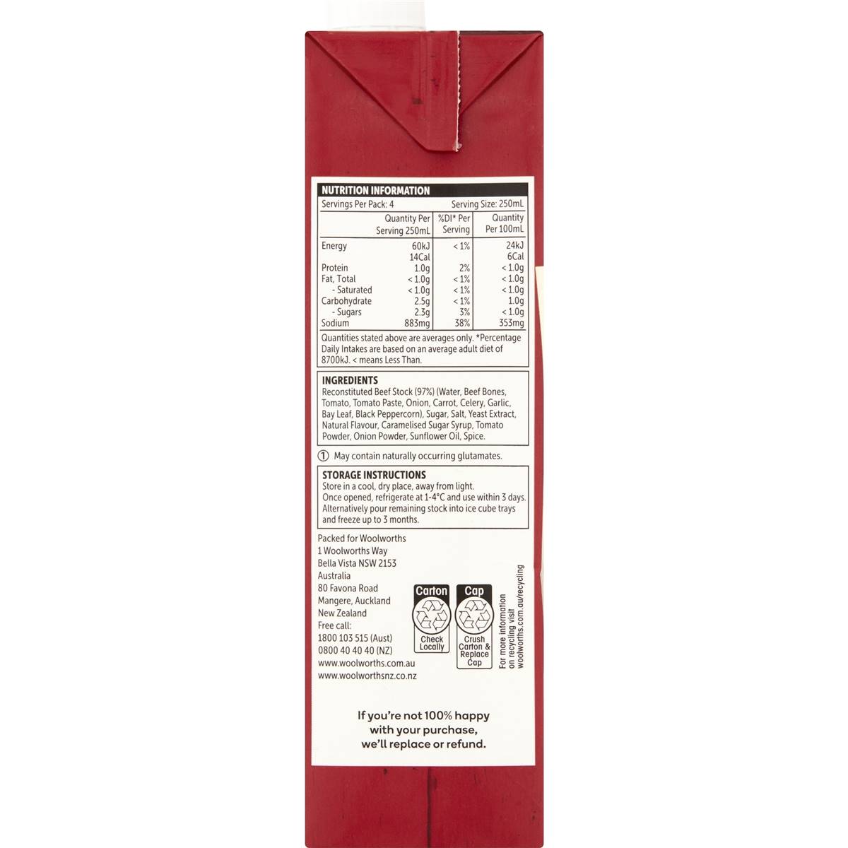 Woolworths Beef Liquid Stock 1l Woolworths