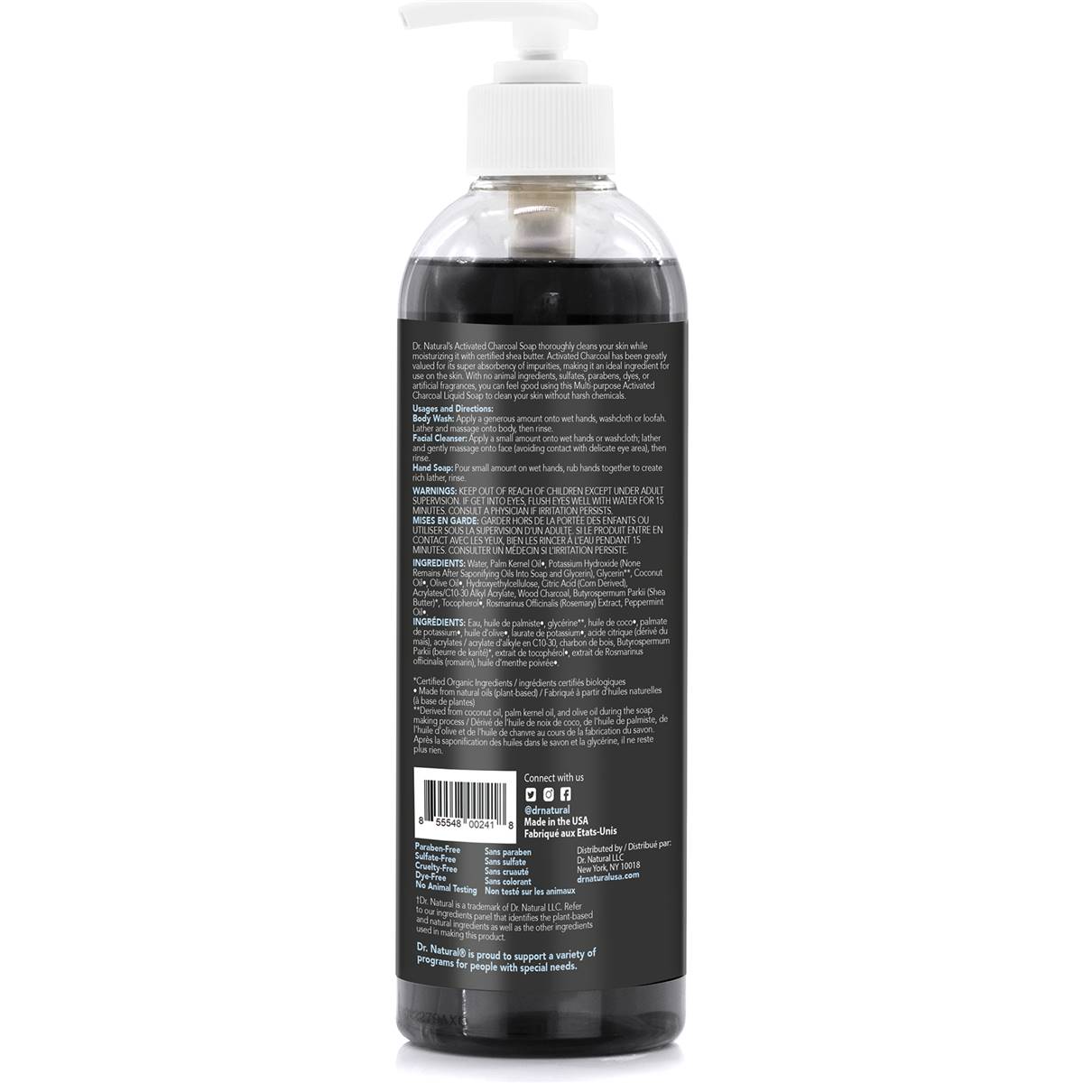 Dr Natural Charcoal Liquid Soap Mint 473ml Woolworths