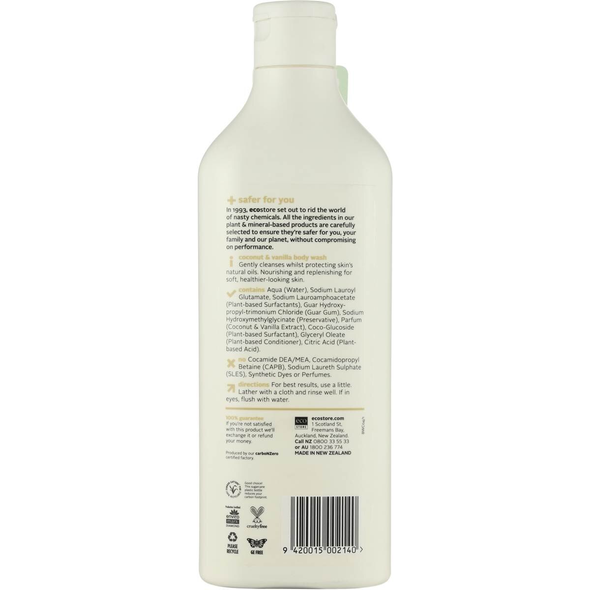 Ecostore Body Wash Coconut & Vanilla 400ml | Woolworths