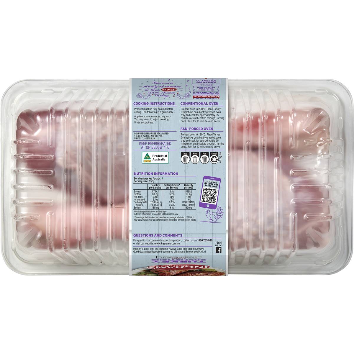 Ingham's Turkey Drumsticks 1.3kg 1.9kg Woolworths