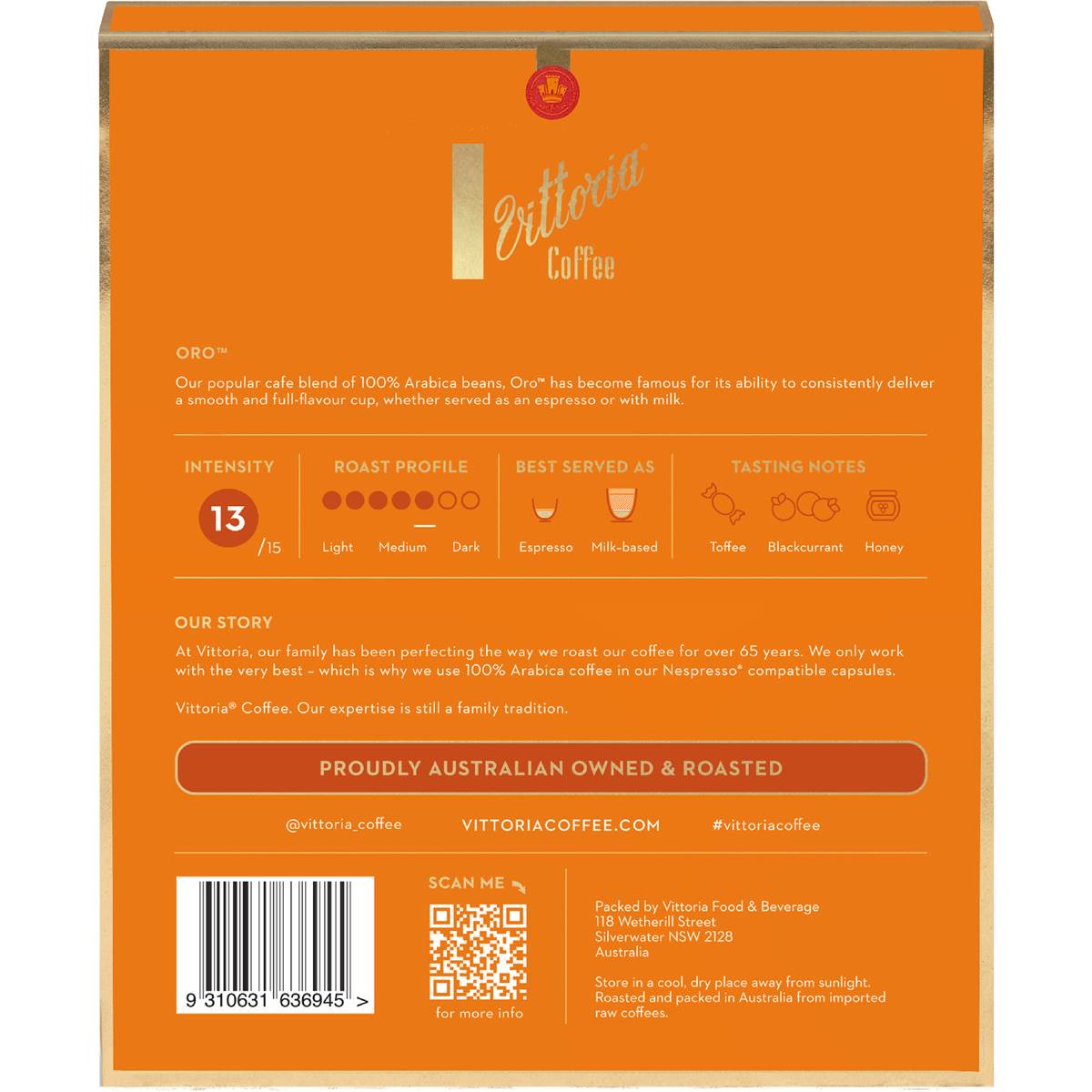 Vittoria Coffee Oro Capsules 20 Pack Woolworths