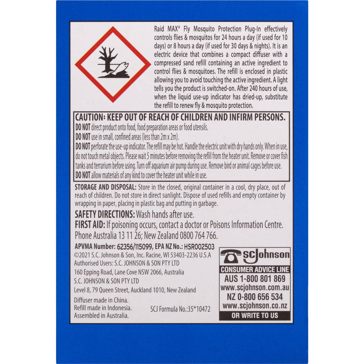 Raid Max Pest Fly & Mosquito Insect Protection Plugin Each Woolworths