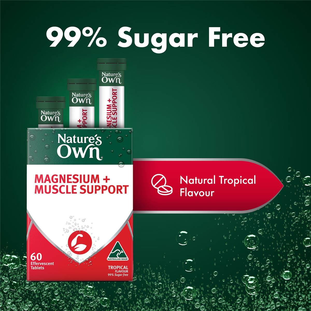 Nature's Own Magnesium+ Muscle Effervescent With High Strength Magnesium 60 Pack Woolworths