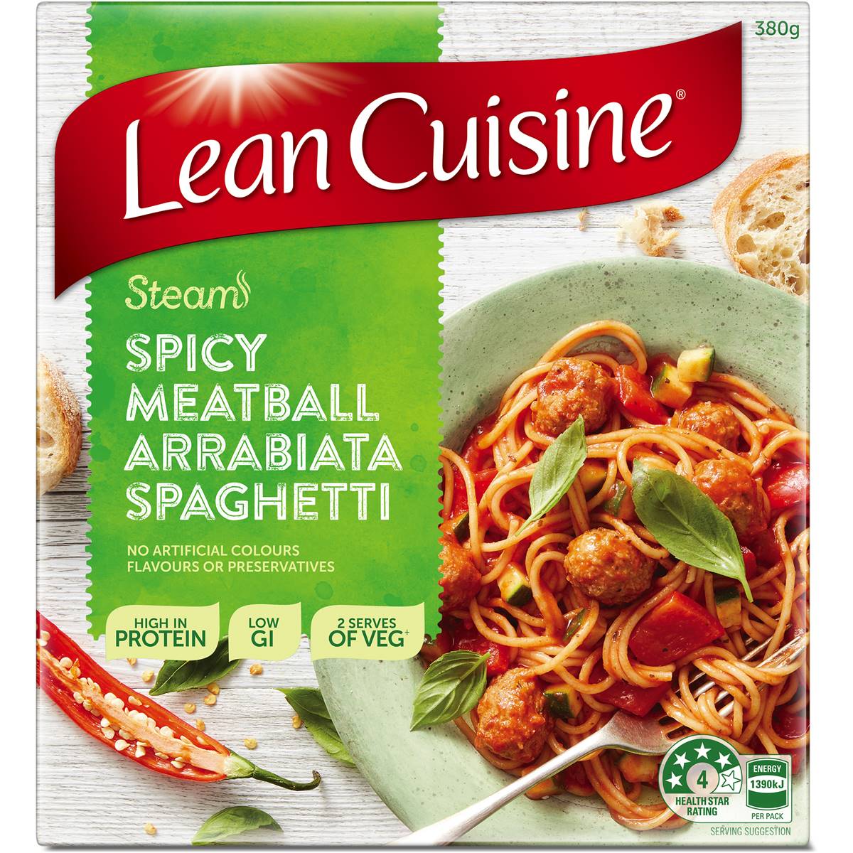 Lean Cuisine Steam Spicy Meatball Arrabiata Spaghetti 380g Woolworths