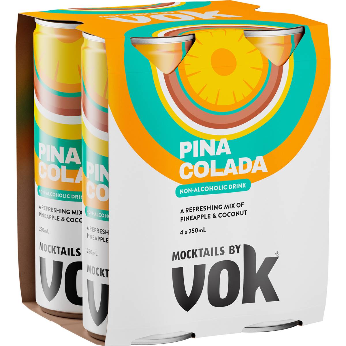 Vok Pina Colada Mocktail Cans 250ml x 4 Pack