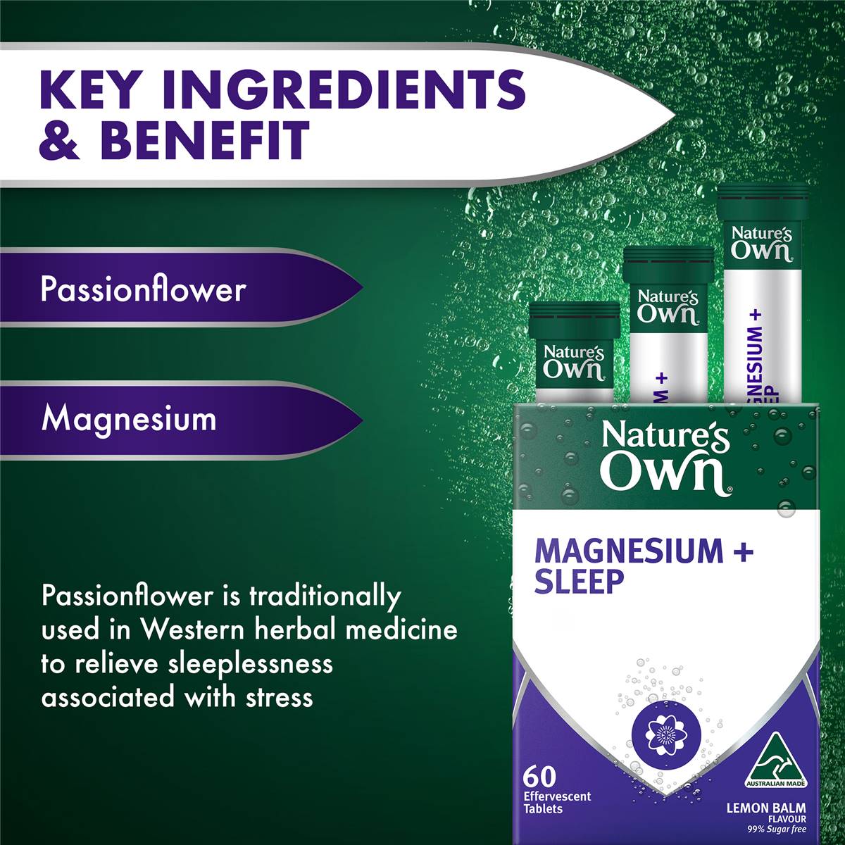 Nature s Own Magnesium Sleep Effervescent With Passionflower 60 Pack 