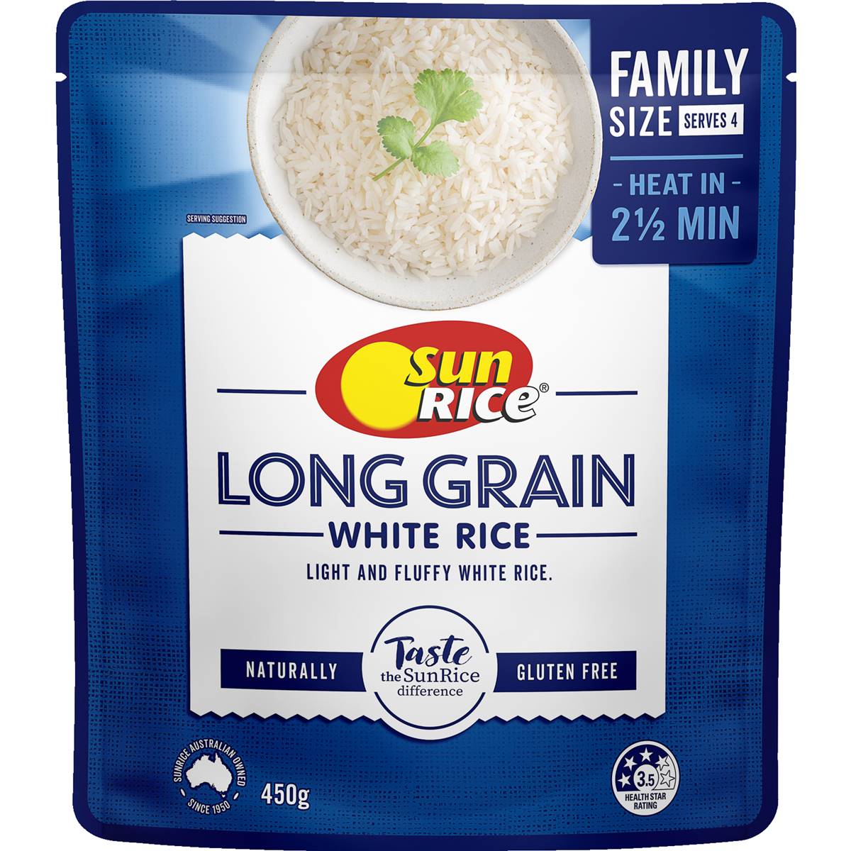 Sunrice Microwave Long Grain White Rice Family 450g Woolworths