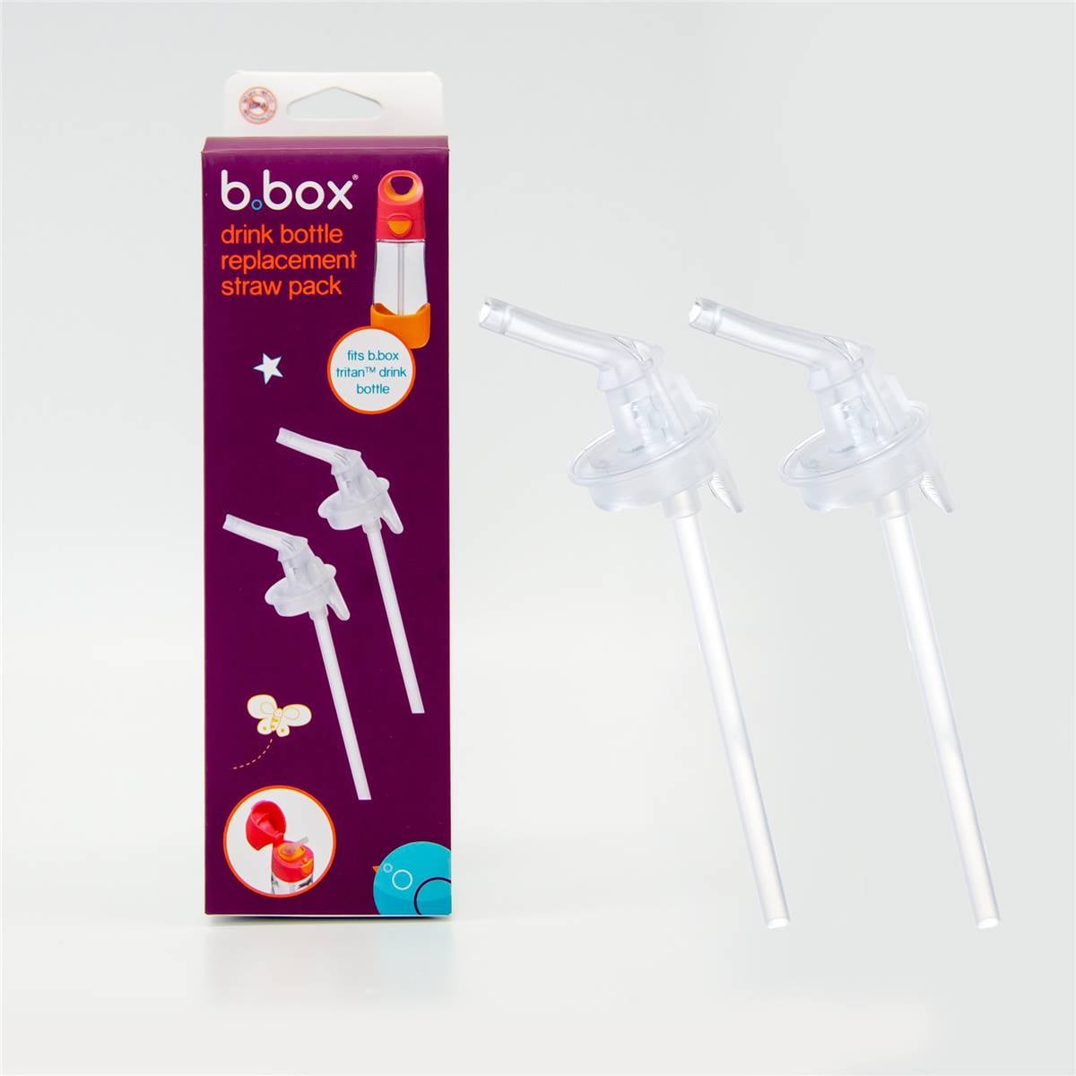 B.box Drink Bottle Replacement Straw Pack Tritan Or Insulated 2 Pack