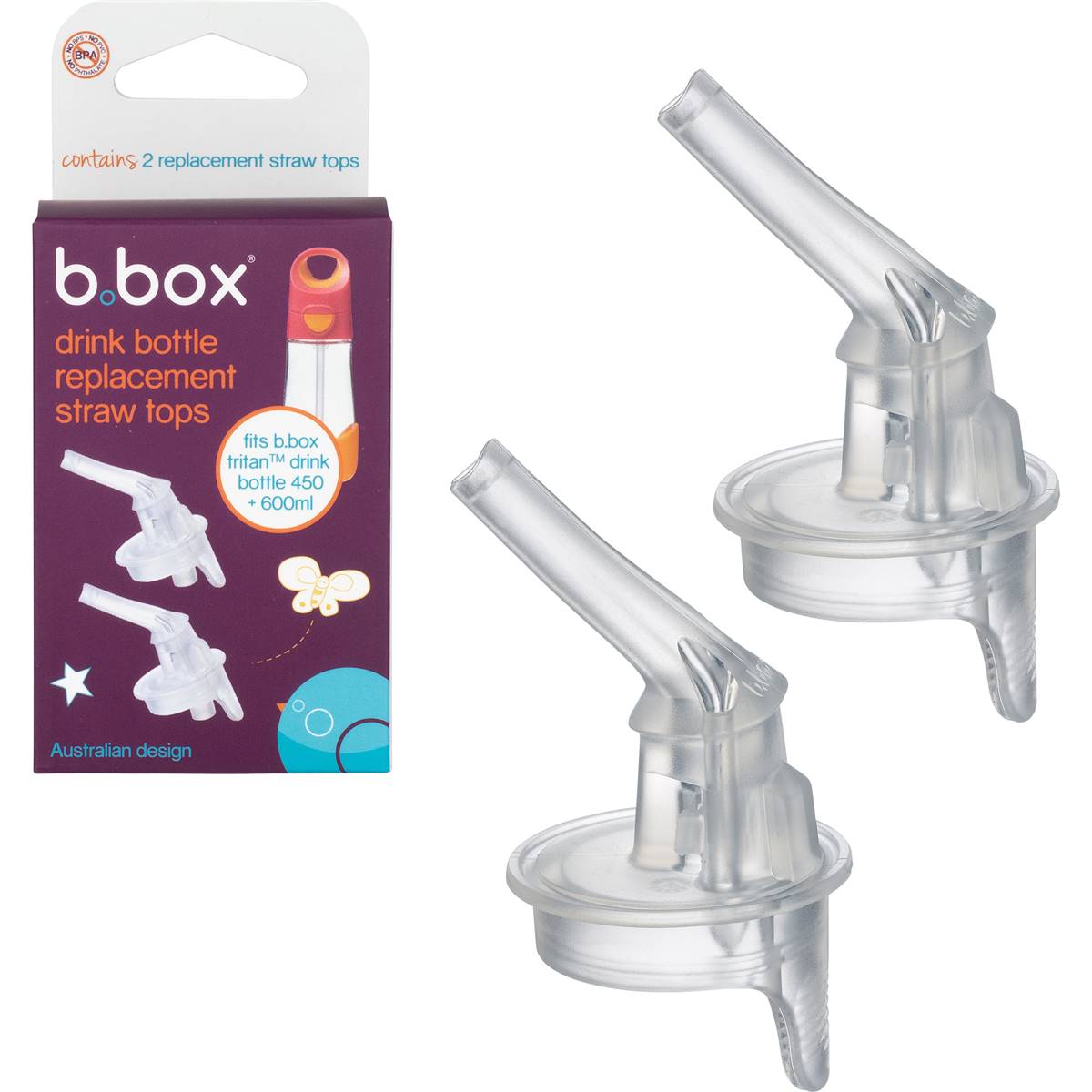 B.box Drink Bottle Replacement Straw Pack Tritan Or Insulated 2 Pack