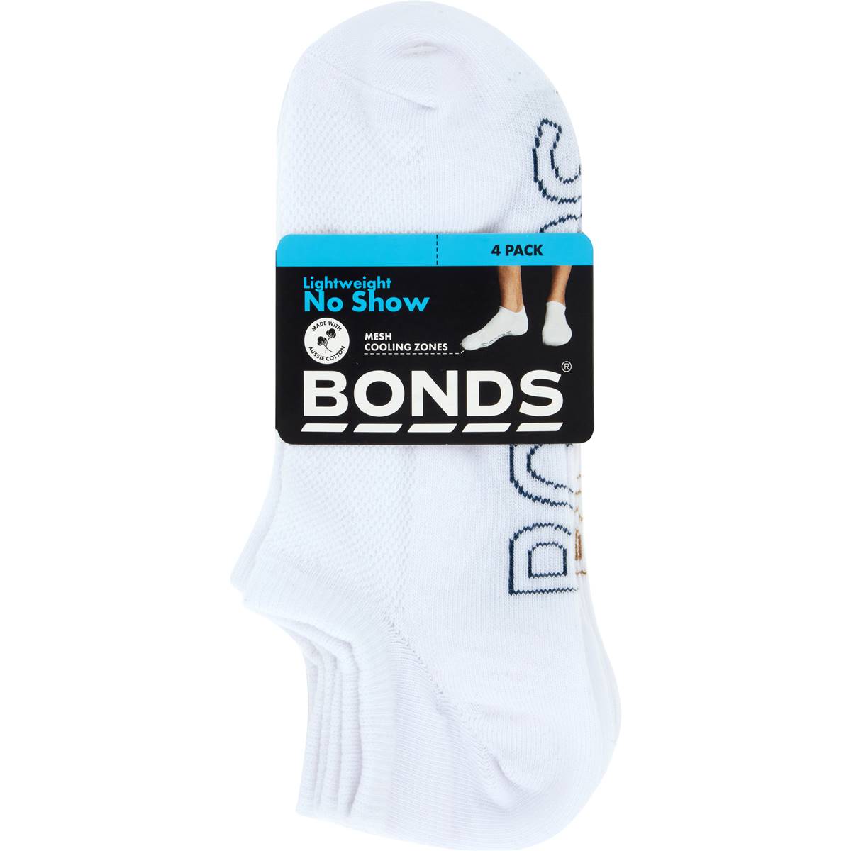 Bonds Lightweight No Show Socks Size 11-14 Assorted 4 Pack | Woolworths