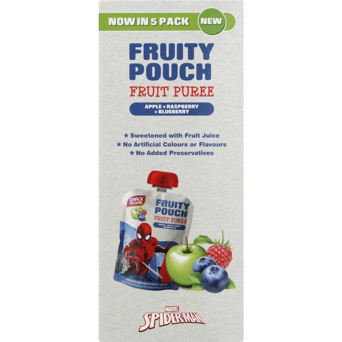 Snacktacular Fruit Pouch Apple, Raspberry & Blueberry Puree 90g X 5 Pack Woolworths