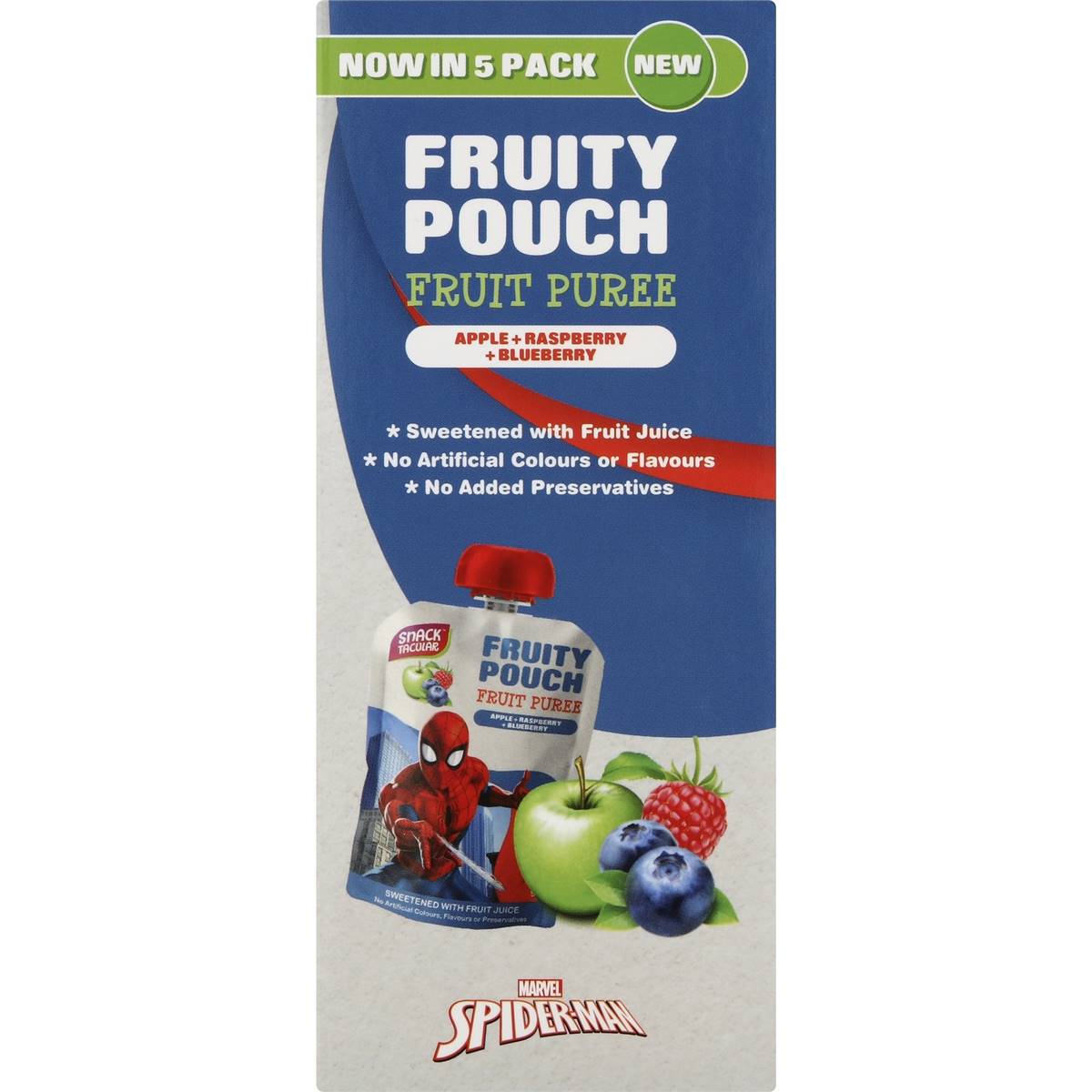 Snacktacular Fruit Pouch Apple, Raspberry & Blueberry Puree 90g X 5 Pack Woolworths