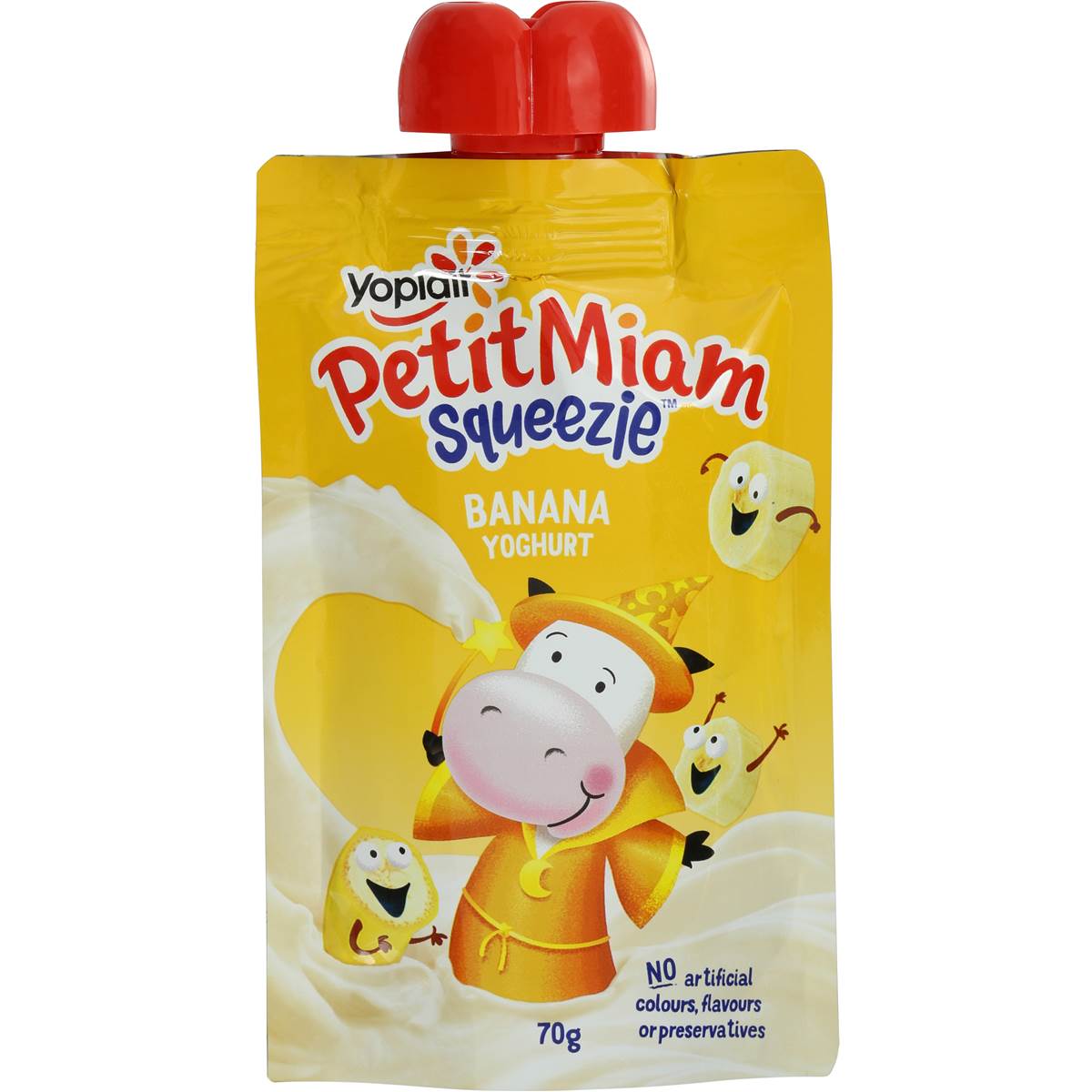 Yoplait Petit Miam Squeezie Yoghurt Pouch Banana 70g Woolworths