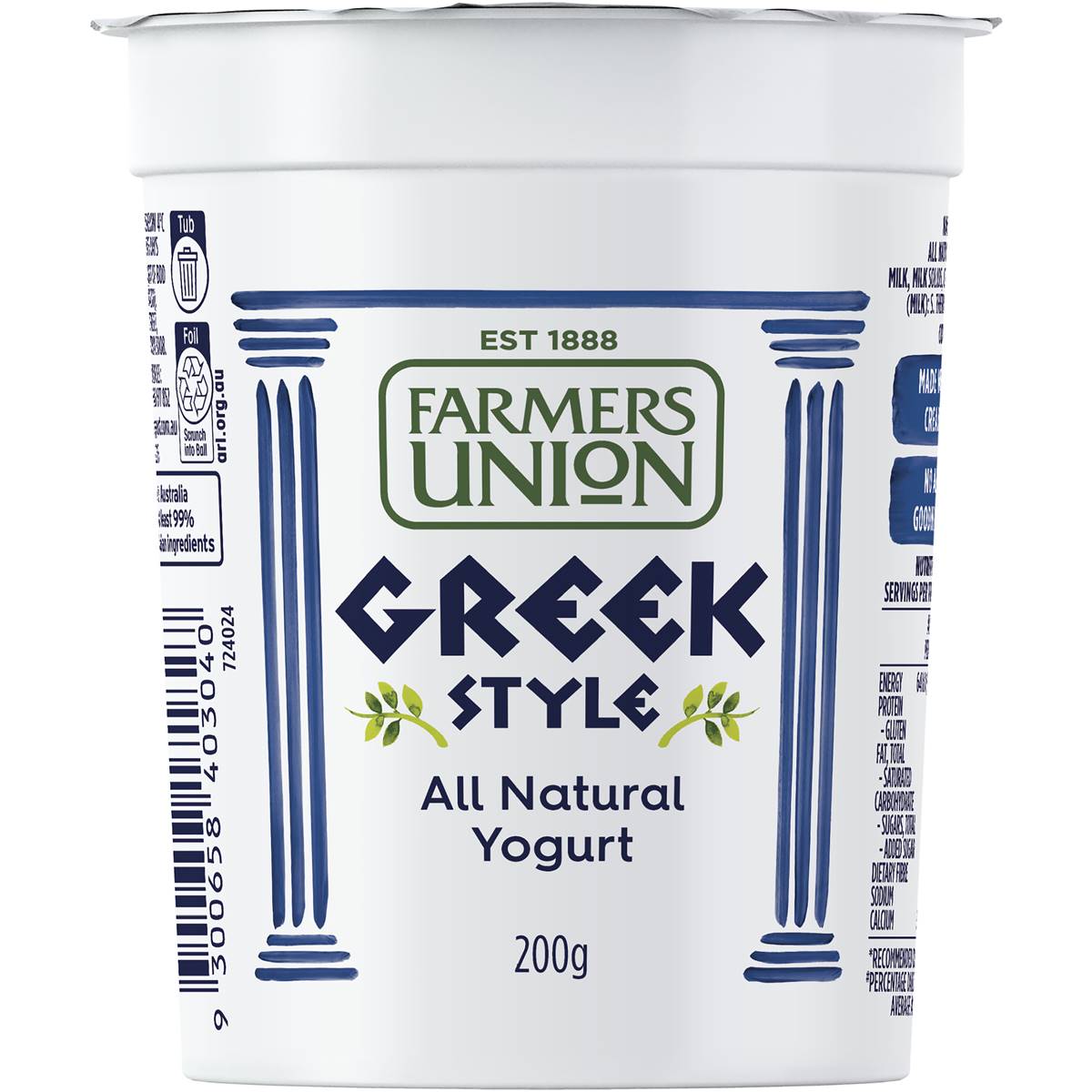 Farmers Union Natural Greek Style Yogurt 200g | Woolworths