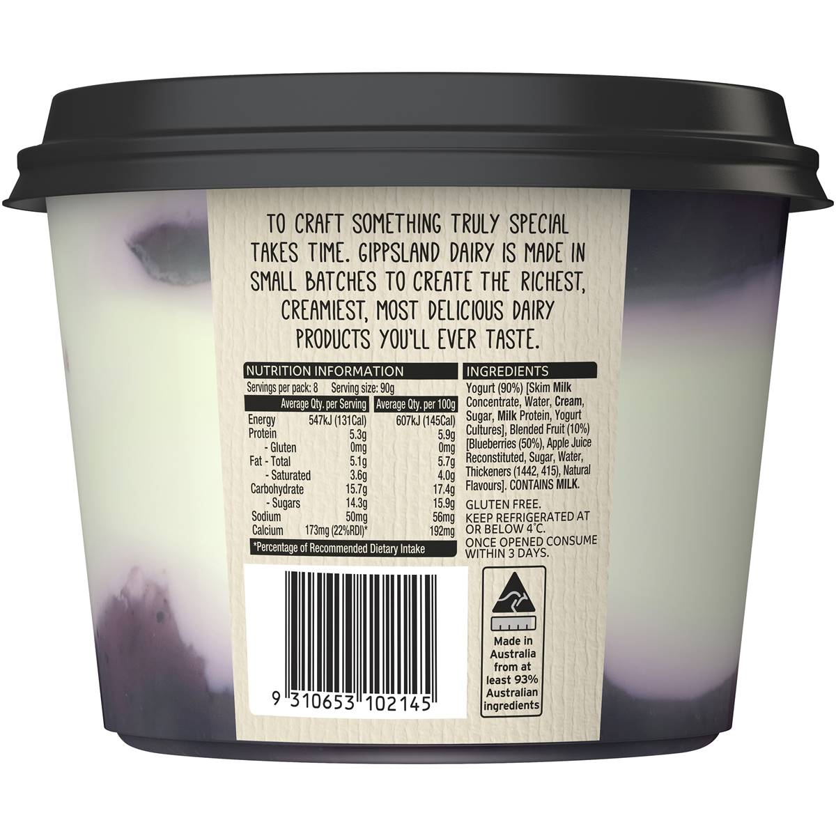 Gippsland Dairy Twist Blueberry Yoghurt 720g | Woolworths