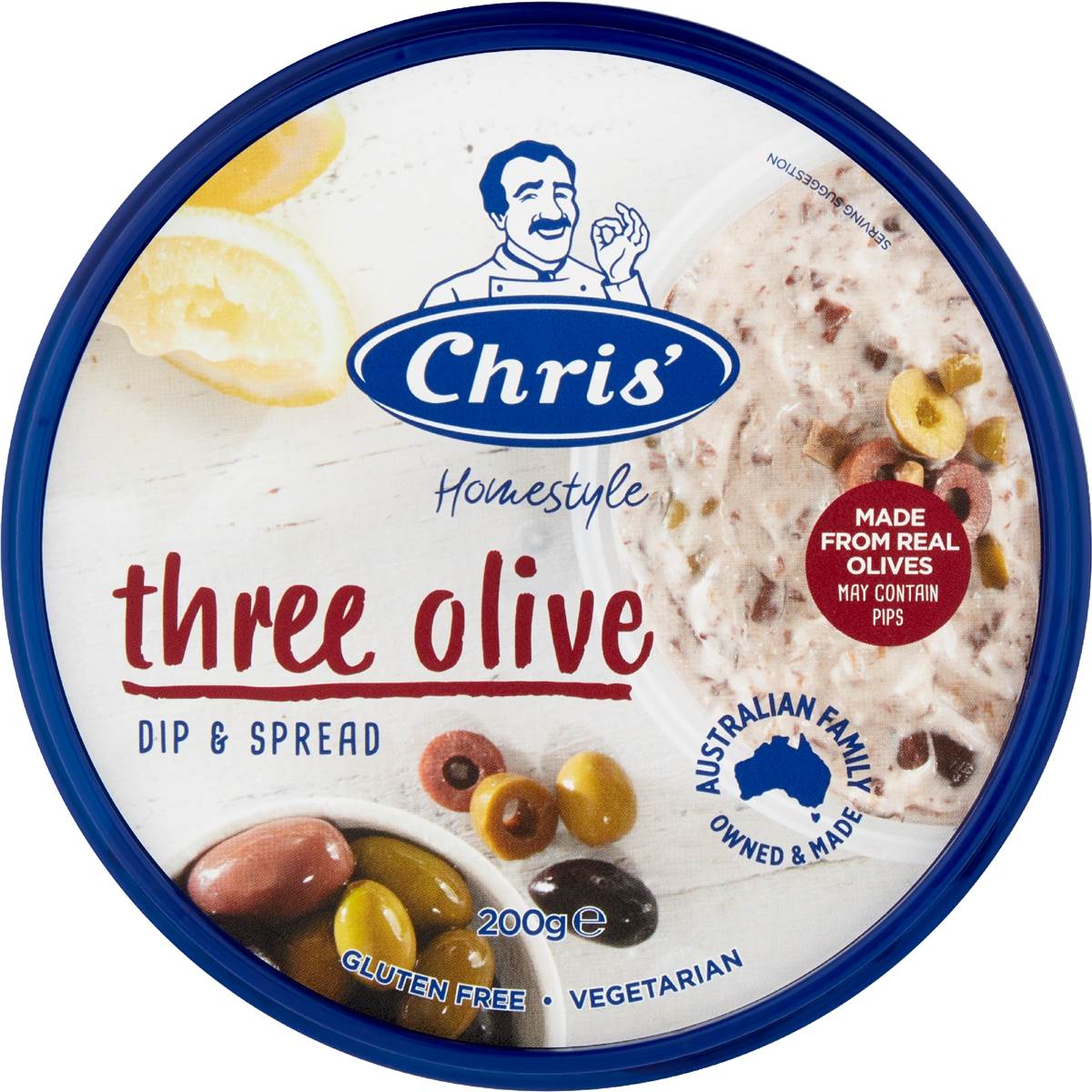 Chris' Dips Three Olive 200g Woolworths