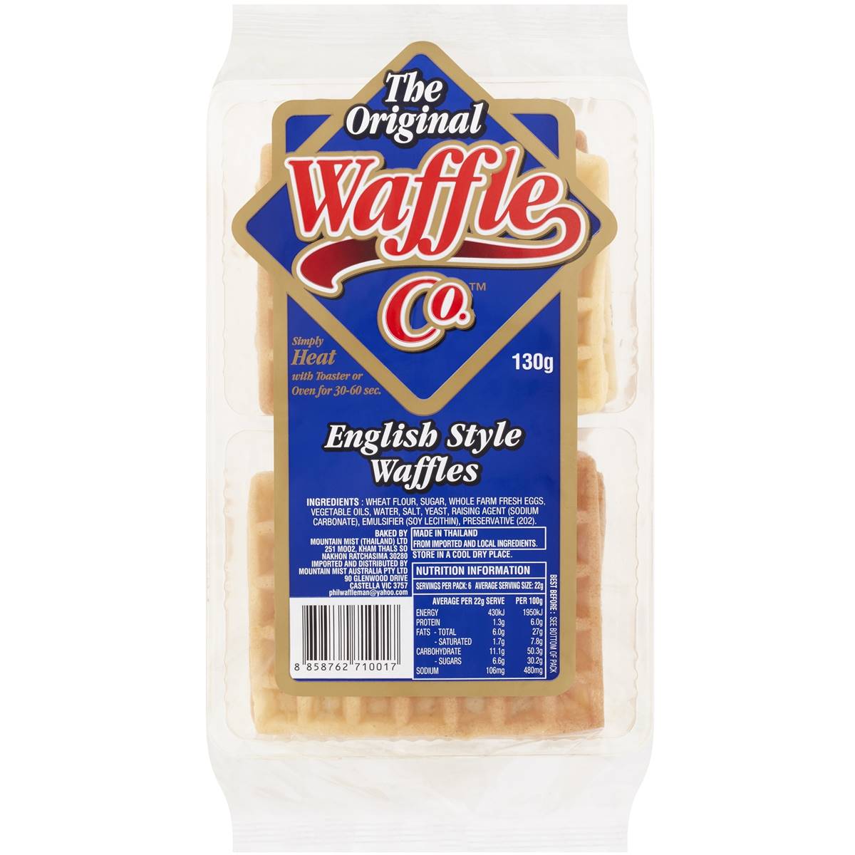 Original Waffle Co Waffles English Style 130g Woolworths