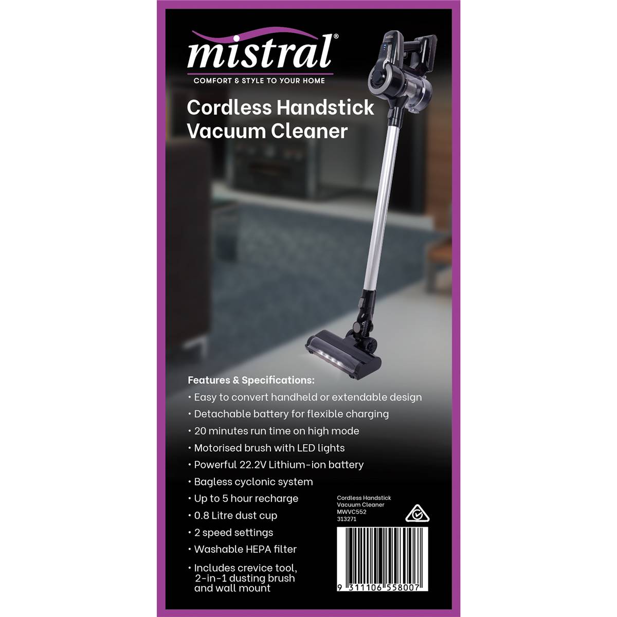 Mistral Cordless Handstick Vacuum Cleaner Each Woolworths