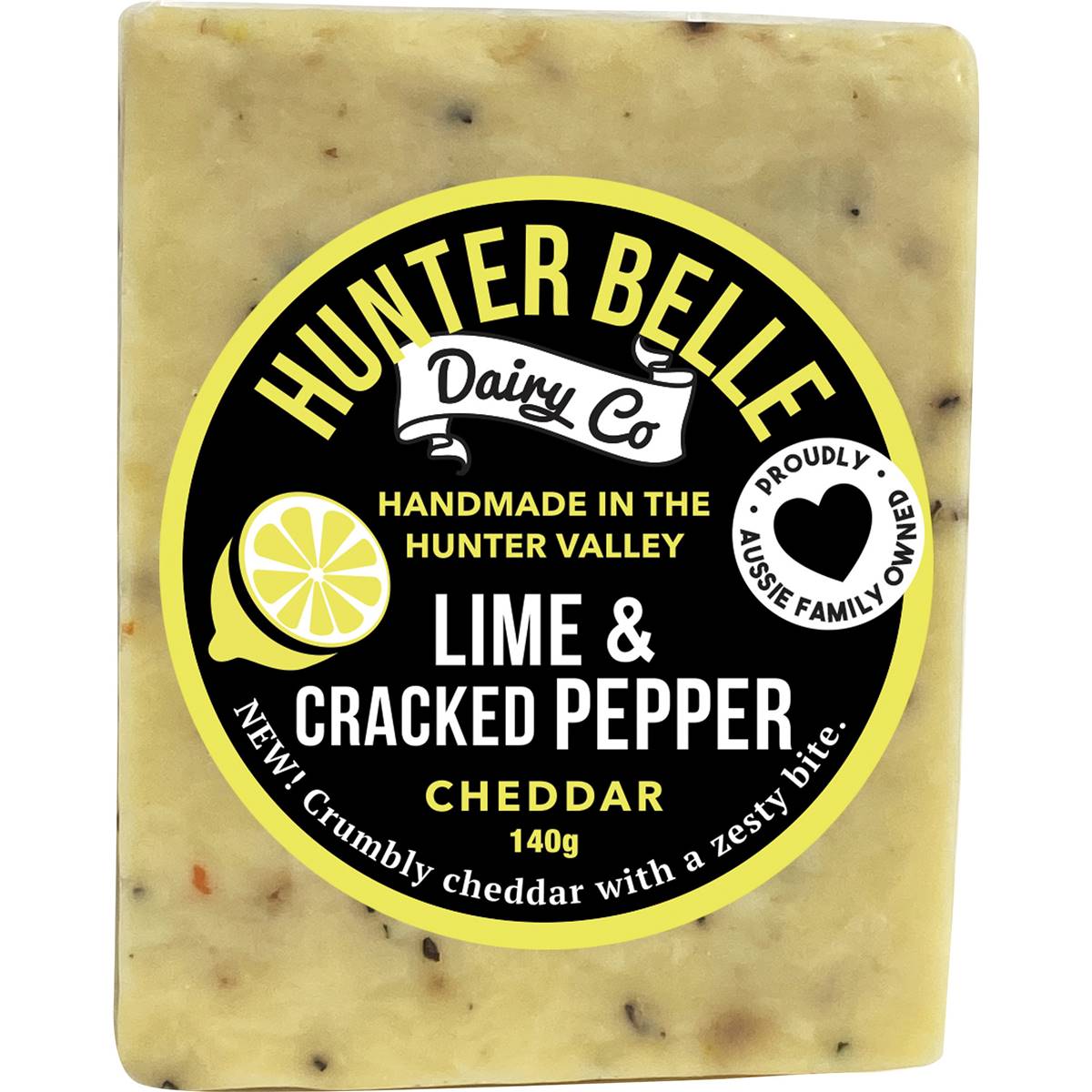 Hunter Belle Dairy Co Lime & Cracked Pepper Cheddar 140g