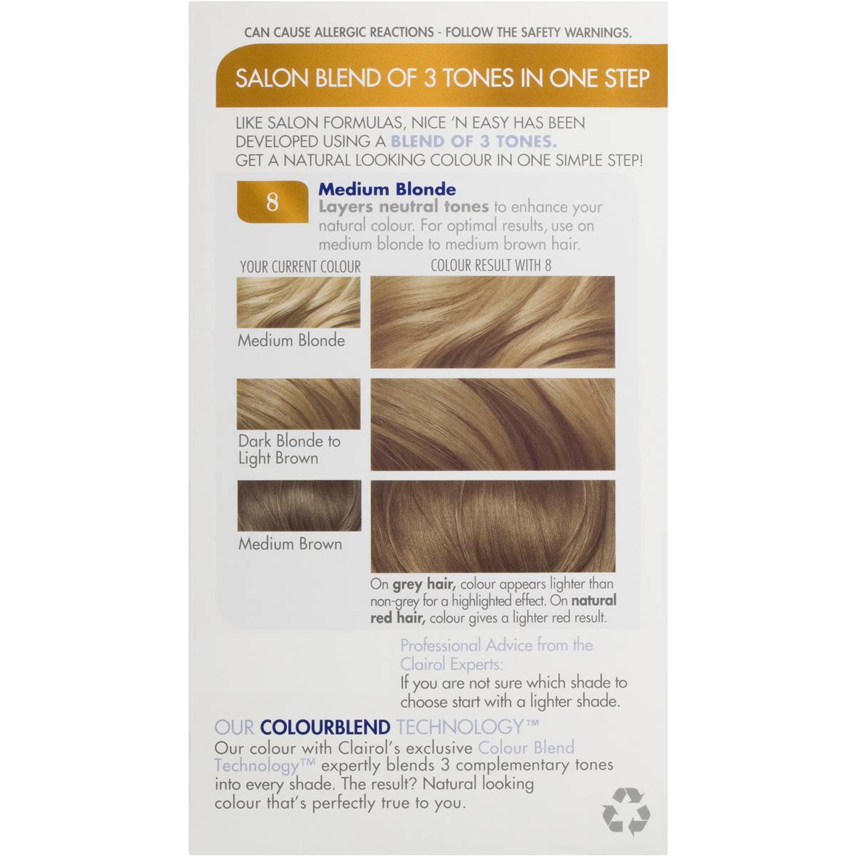 Clairol Nice N Easy 8 Natural Medium Blonde Each | Woolworths