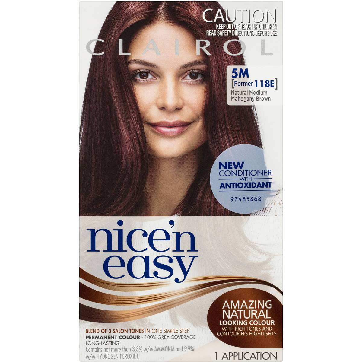 Clairol Nice'n Easy Natural Permanent Hair Colour Mahogany Brown Each ...