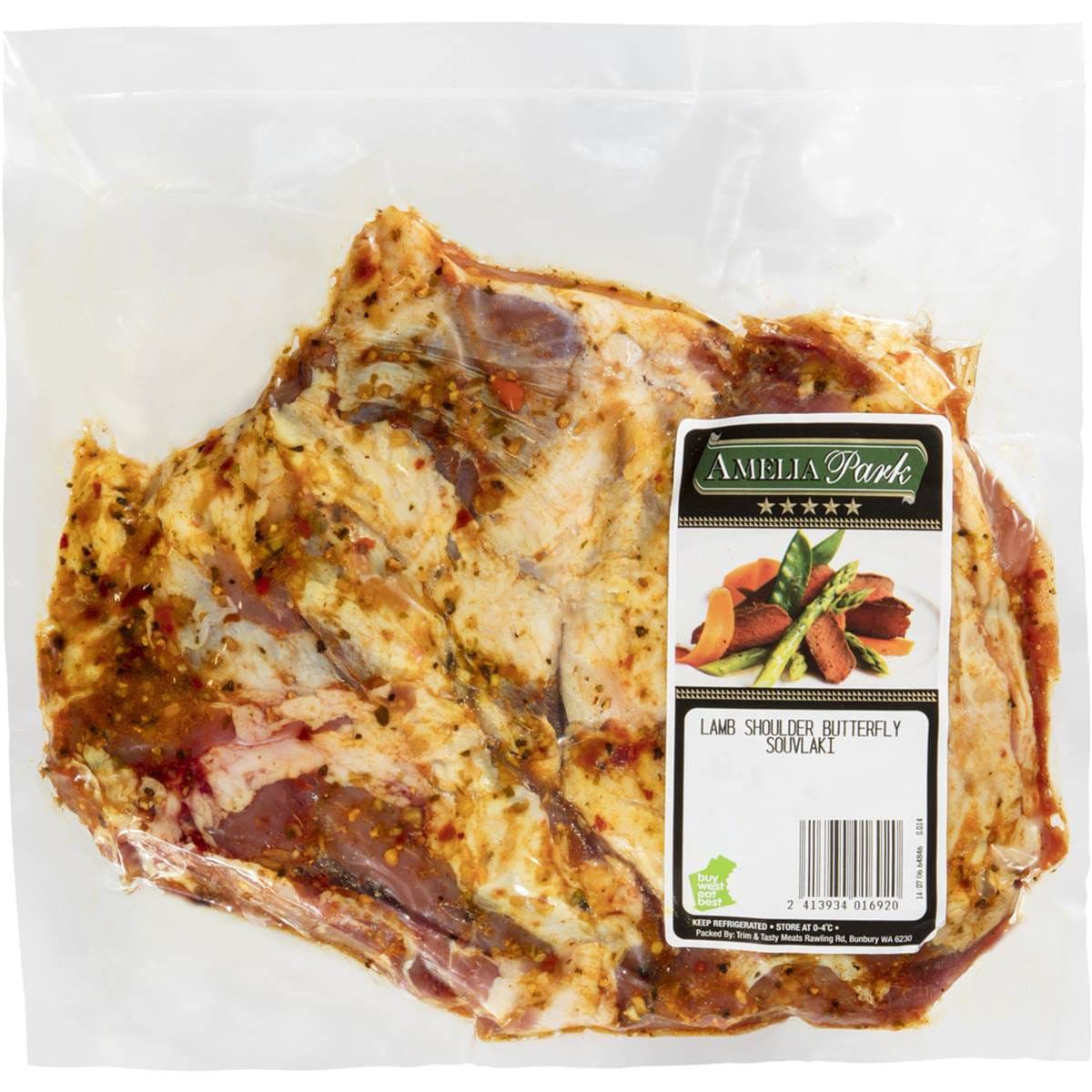Amelia Park Lamb Shoulder Roast Butterflied Souvlaki 800g 1.3kg