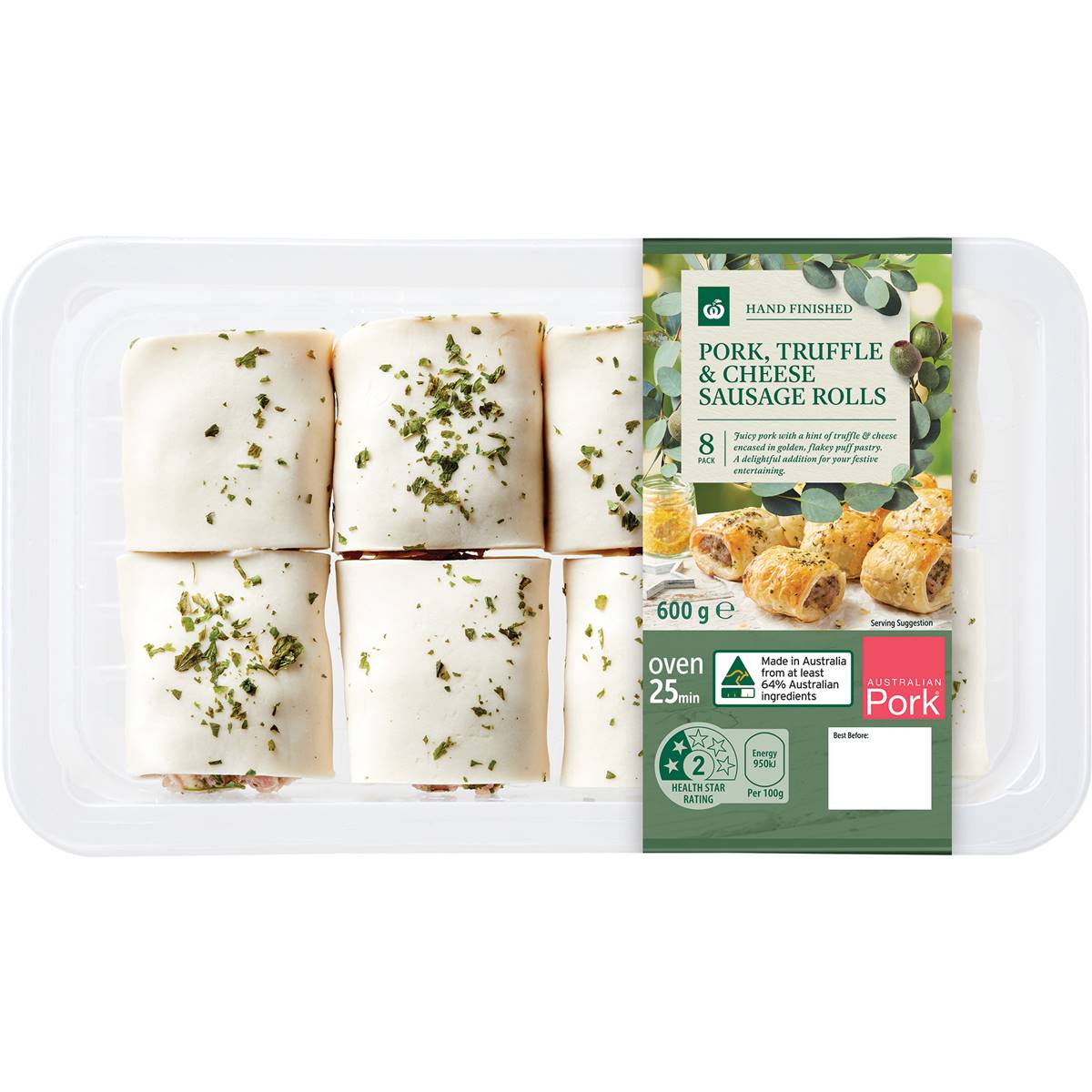 Woolworths Pork Truffle & Cheese Sausage Rolls 8 Pack Woolworths